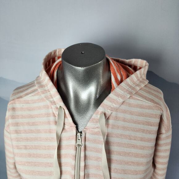 Columbia Melody Spring Fleece Lined Orange Stripe Hooded Jacket | Women's Medium - Picture 3 of 16